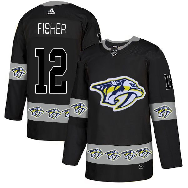 Men Nashville Predators #12 Fisher Black Adidas Fashion NHL Jersey